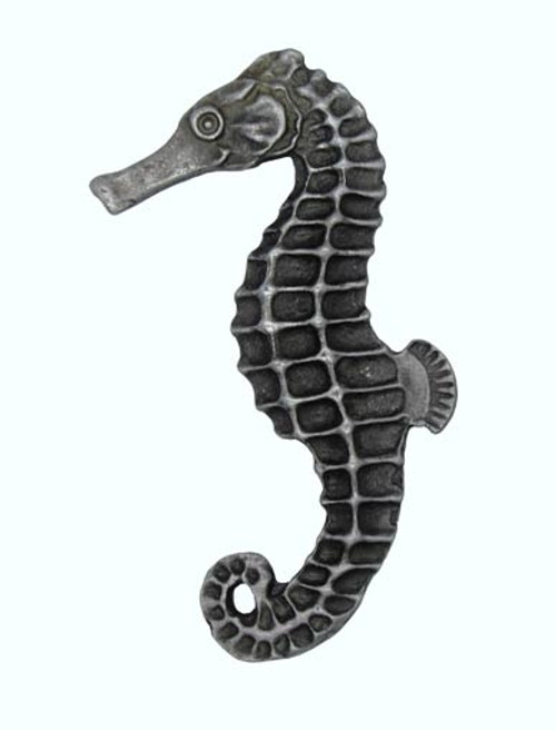 Buck Snort Lodge, Tropical and Coastal, Seahorse Facing Left Knob, Pewter Oxidized