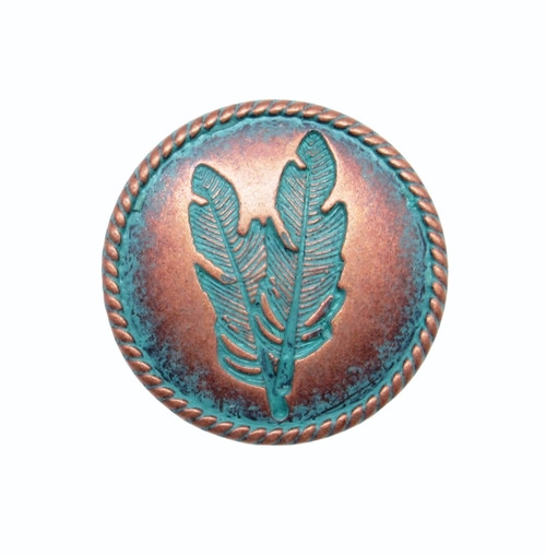 Buck Snort Lodge, Western, Double Feather Round Knob, Copper Patina