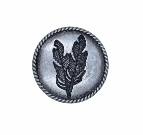Buck Snort Lodge, Western, Double Feather Round Knob, Pewter Oxidized