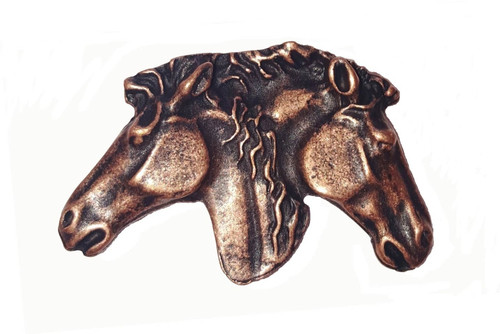 Buck Snort Lodge, Western, Dual Horse Heads Knob, Copper Oxidized