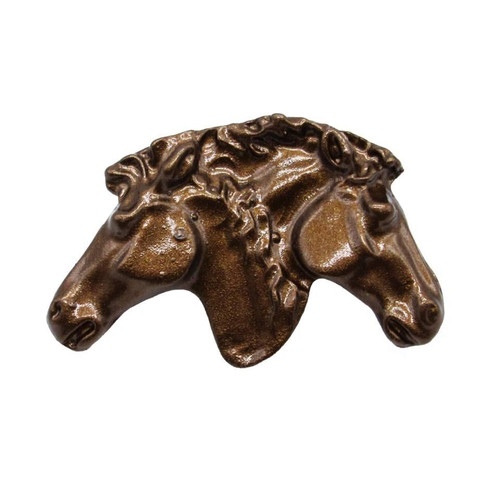 Buck Snort Lodge, Western, Dual Horse Heads Knob, Lux Bronze