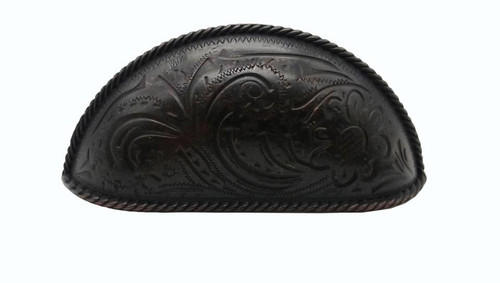 Buck Snort Lodge, Western, 3" Engraved Flower Cup Pull, Oil Rubbed Bronze