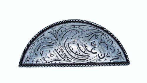 Buck Snort Lodge, Western, 3" Engraved Flower Cup Pull, Pewter Oxidized