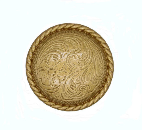 Buck Snort Lodge, Western, Engraved Flower Round Knob, Lux Gold