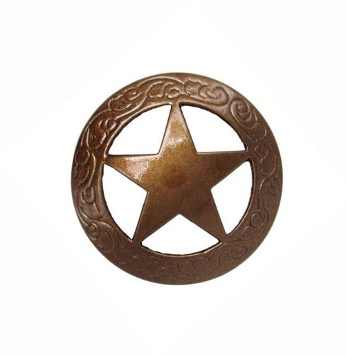 Buck Snort Lodge, Western, Filigree Star Round Knob, Lux Bronze