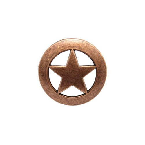 Buck Snort Lodge, Western, Sheriff Star Round Knob, Copper Oxidized