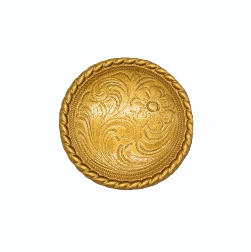 Buck Snort Lodge, Western, Small Engraved Flower Round Knob, Lux Gold