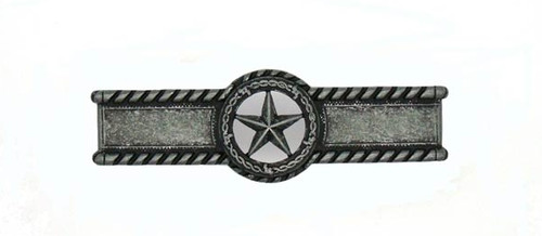 Buck Snort Lodge, Western, 4 1/8" Star with Barbed Wire Straight Pull, Pewter Oxidized