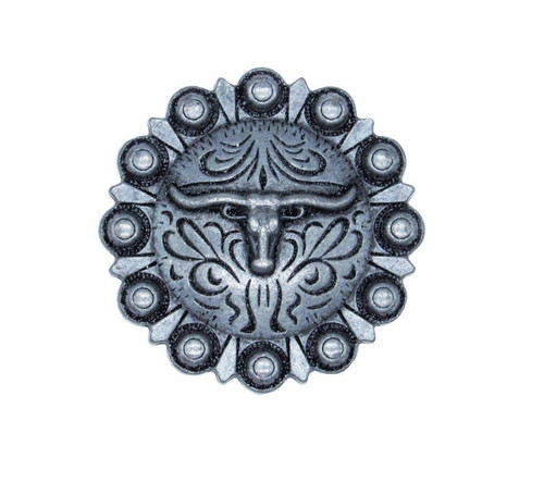 Buck Snort Lodge, Western, Steer in Round Knob, Pewter Oxidized