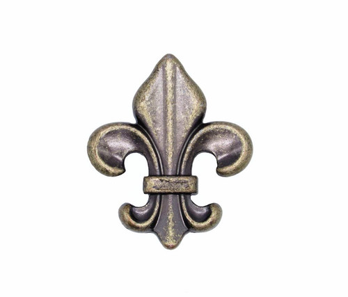 Buck Snort Lodge, Whimsical, Fleur De Lis Knob, Brass Oxidized