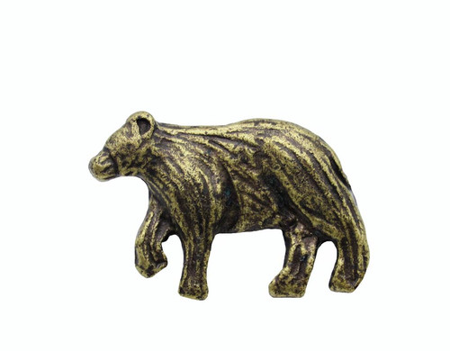 Buck Snort Lodge, Wildlife, Bear Facing Left Knob, Brass Oxidized