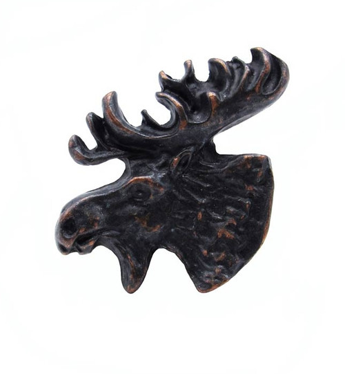 Buck Snort Lodge, Wildlife, Moosehead Facing Left Knob, Oil Rubbed Bronze