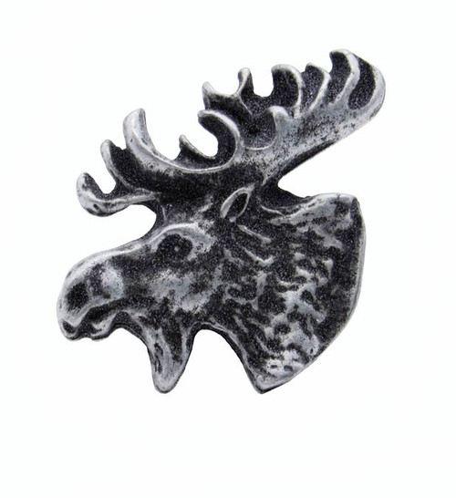 Buck Snort Lodge, Wildlife, Moosehead Facing Left Knob, Pewter Oxidized