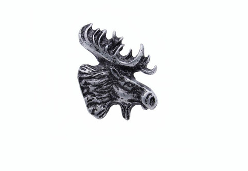 Buck Snort Lodge, Wildlife, Moosehead Facing Right Knob, Pewter Oxidized