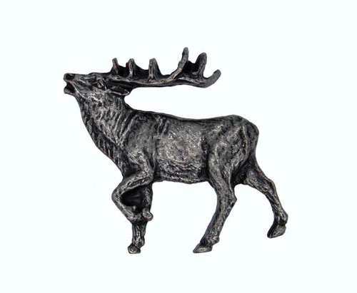 Buck Snort Lodge, Wildlife, Walking Elk Facing Left Knob, Pewter Oxidized
