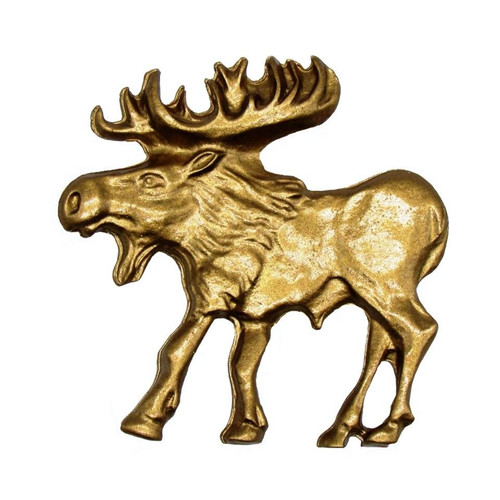 Buck Snort Lodge, Wildlife, Walking Moose Facing Left Knob, Lux Gold