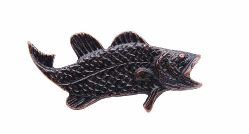 Buck Snort Lodge, Fish, Bass Facing Right Knob, Oil Rubbed Bronze