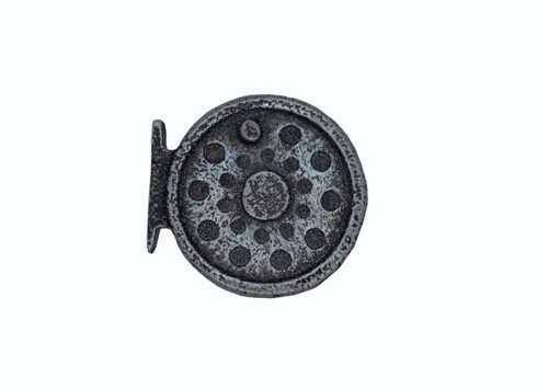 Buck Snort Lodge, Fish, Fly Fishing Reel Knob, Pewter Oxidized