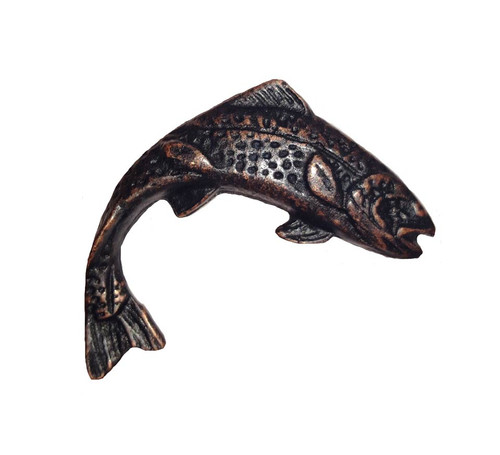 Buck Snort Lodge, Fish, Jumping Trout Facing Right Knob, Oil Rubbed Bronze
