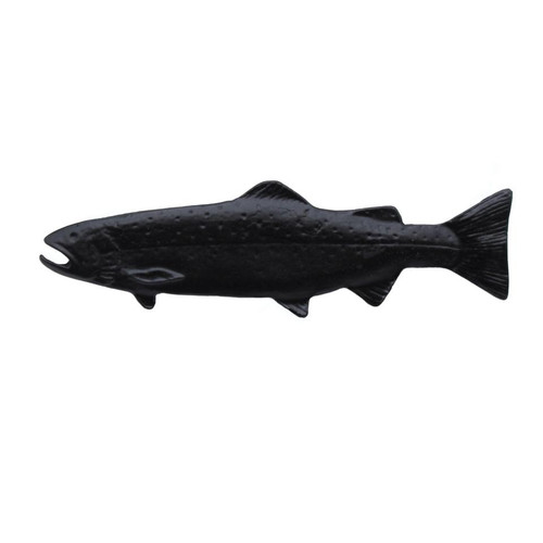 Buck Snort Lodge, Fish, Long Trout Facing Left, 2 15/16" Pull, Matte Black