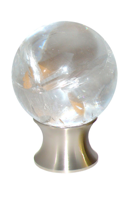 Gemstone Hardware, Crystal Quartz, 35mm Cabinet Knob, Satin Nickel
