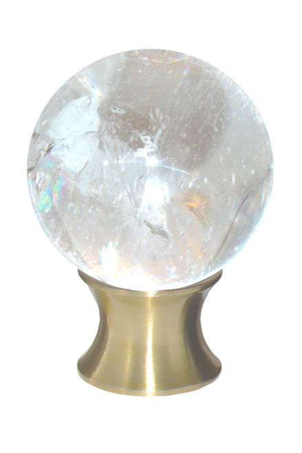 Gemstone Hardware, Crystal Quartz, 35mm Cabinet Knob, Satin Brass