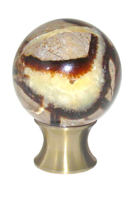 Gemstone Hardware, Septarian Gemstone, 1 1/4" Cabinet Knob, Satin Brass