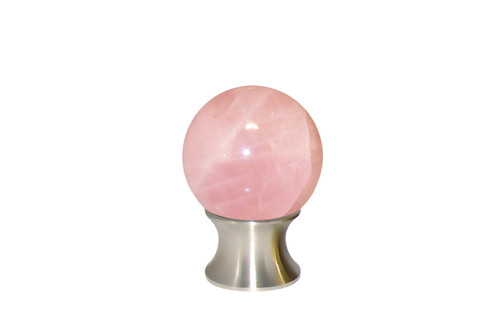 Gemstone Hardware, Rose Quartz Gemstone, 35mm Cabinet Knob, Satin Nickel