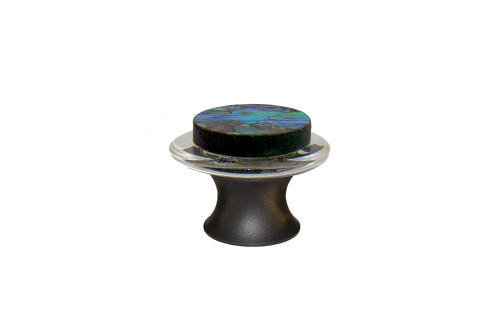 Gemstone Hardware, Small Abalone Shell on Black Granite Knob, Matte Black