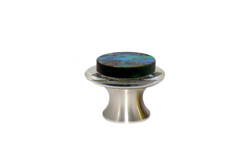 Gemstone Hardware, Small Abalone Shell on Black Granite Knob, Satin Nickel