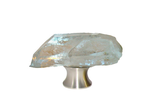 Gemstone Hardware, Crystal Quartz Natural Points, Cabinet Knob, Satin Nickel