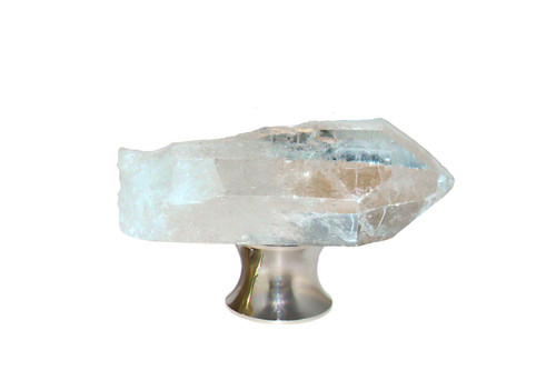 Gemstone Hardware, Crystal Quartz Natural Points, Cabinet Knob, Polished Nickel