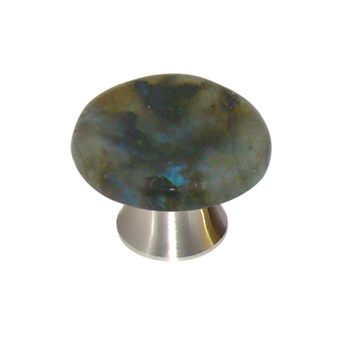 Gemstone Hardware, Worry Stone, Labradorite Knob, Satin Nickel