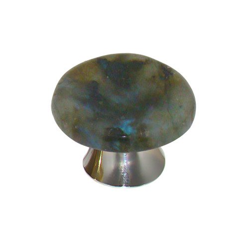 Gemstone Hardware, Worry Stone, Labradorite Knob, Polished Nickel