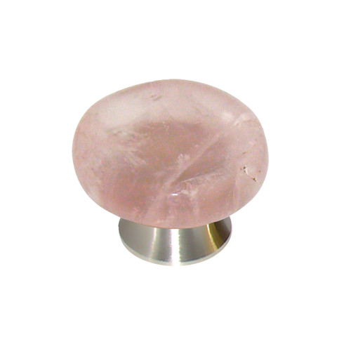 Gemstone Hardware, Worry Stone, Rose Quartz Knob, Satin Nickel