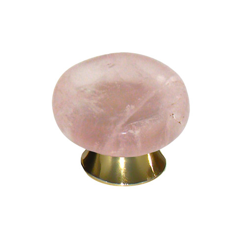 Gemstone Hardware, Worry Stone, Rose Quartz Knob, Polished Brass