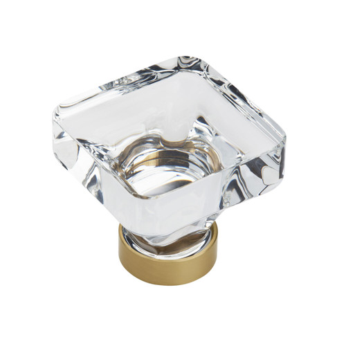 Amerock, Glacio, 1 3/8" (35mm) Square Knob, Clear with Champagne Bronze