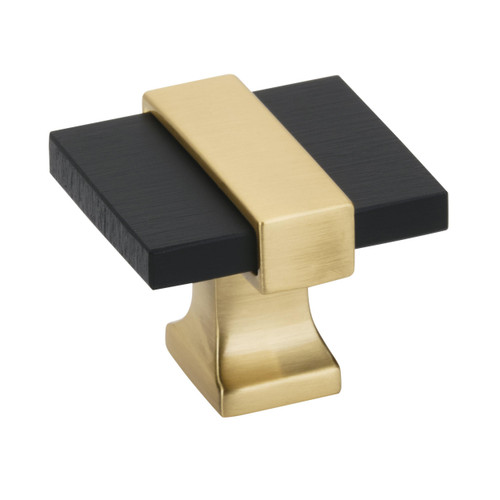 Amerock, Overton, 1 3/8" (35mm) Rectangle Knob, Brushed Matte Black with Brushed Gold