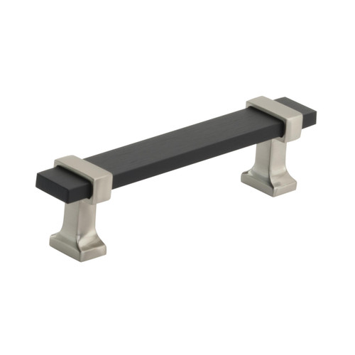 Amerock, Overton, 3 3/4" (96mm) Bar Pull, Brushed Matte Black with Satin Nickel