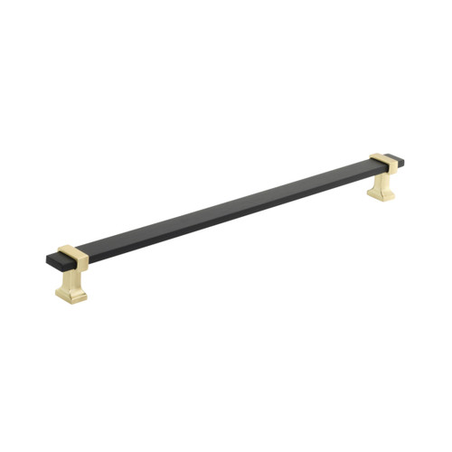 Amerock, Overton, 11 5/16" (288mm) Bar Pull, Brushed Matte Black with Brushed Gold