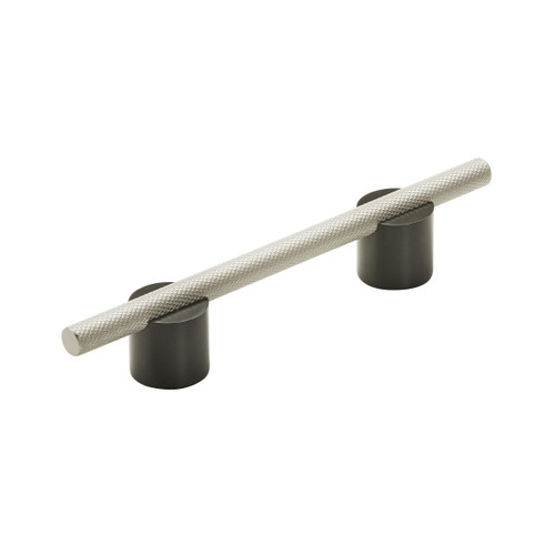 Amerock, Transcendent, 3 3/4" (96mm) Bar Pull, Matte Black with Silver Champagne