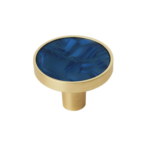 Amerock, Accents, 1 1/4" Round Knob, Gold with Navy Blue
