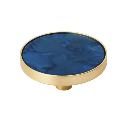 Amerock, Accents, 2" Round Knob, Gold with Navy Blue