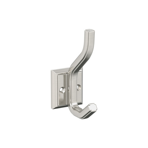 Amerock, Aliso, Decorative Double Prong Wall Hook, Satin Nickel