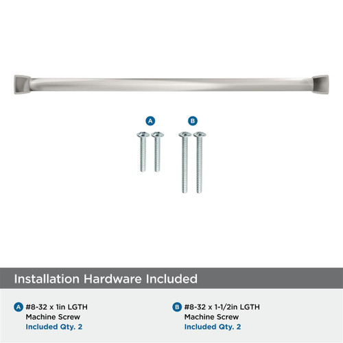 Amerock, Revitalize, 12 5/8" (320mm) Curved Pull, Polished Nickel - included hardware Amerock, Revitalize, 12 5/8" (320mm) Curved Pull, Polished Nickel - included hardware