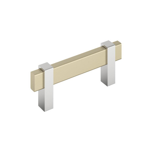 Amerock, Mulino, 3" (76mm) Bar Pull, Golden Champagne/Polished Chrome
