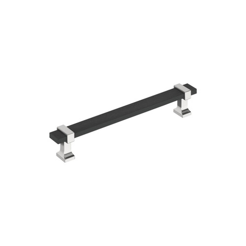 Amerock, Overton, 6 5/16" (160mm) Bar Pull, Brushed Matte Black with Polished Chrome