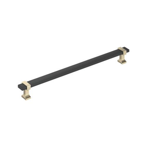 Amerock, Overton, 10 1/16" (256mm) Bar Pull, Brushed Matte Black with Golden Champagne