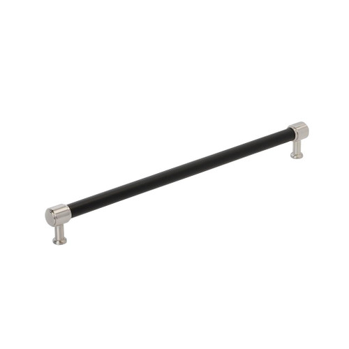 Amerock, Fairlane, 18" Straight Pull, Black Leather with Satin Nickel