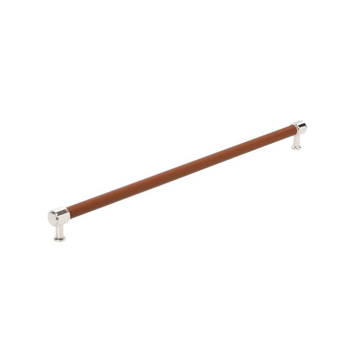 Amerock, Fairlane, 24" Straight Pull, Cognac Leather with Polished Nickel